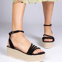 Basutės espadrilės su platforma, juodos spalvos (GRM32219)