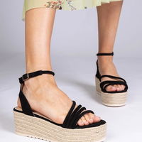 Basutės espadrilės su platforma, juodos spalvos (GRM32219)