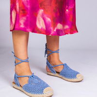 Mėlyni sandalai espadrilės su žemu padu (GRM32224)