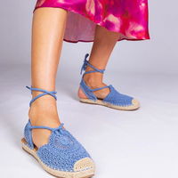 Mėlyni sandalai espadrilės su žemu padu (GRM32224)