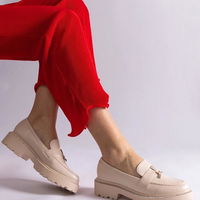 Smėlio spalvos ekologiškos odos mokasinai su cirkoniais Henley (PHT63602)