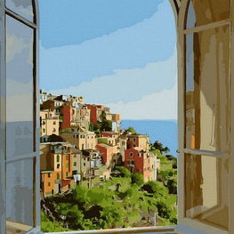 Tapyba pagal skaičius kaimo peizažas 40x50 cm