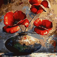 Tapyba pagal skaičius su raudonomis aguonomis, 40x50 cm