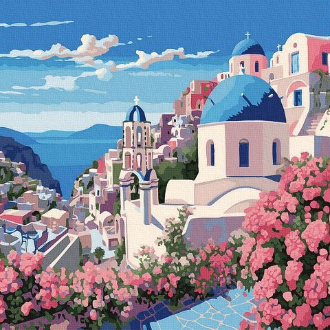 Tapyba pagal skaičius Santorinio peizažas 40x50 cm
