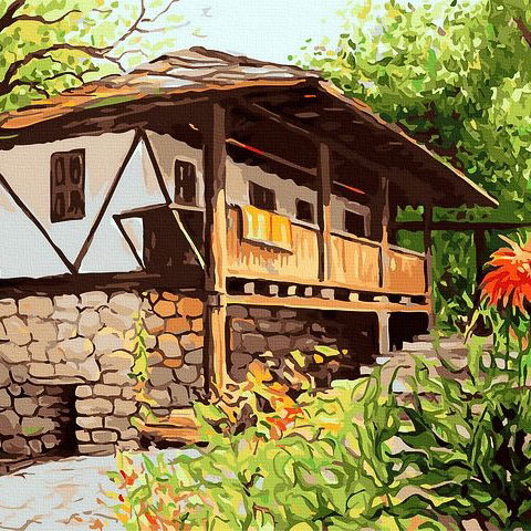 Tapyba pagal skaičius kaimiškas namas 40x50 cm