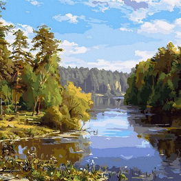 Tapyba pagal skaičius su upe, 40x50 cm