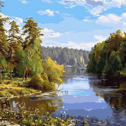 Tapyba pagal skaičius su upe, 40x50 cm
