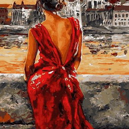 Tapyba pagal skaičius raudona ponia 40x50 cm