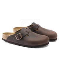 Šlepetės rudos odinės Birkenstock Boston (SW1377728)