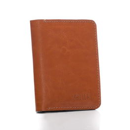 Plona vyriška odinė piniginė su monetų laikikliu SOLIER SLIM LIGHT BROWN (MRL19547)
