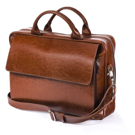 Vintage Brown odinė nešiojamojo kompiuterio rankinė ant pečių Solier Rothen