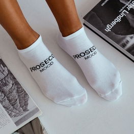Juodos ir baltos moteriškos kojinės su PROSECCO užrašu (BSB37590)
