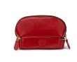 Elegantiškas natūralios odos moteriškas grožio krepšys Solier raudonas
