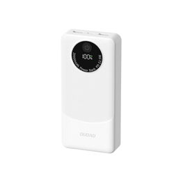 Baltas 10000 mAh išorinis akumuliatorius su USB-C ir USB-A