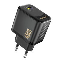 Juodas 45W GaN USB-C sieninis įkroviklis