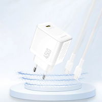 Baltas 45W GaN USB-C sieninis įkroviklis