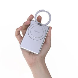 Pilkas 10000 mAh magnetinis išorinis akumuliatorius su stovu