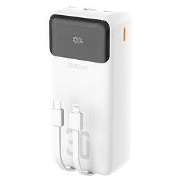 Baltas 30000 mAh išorinis akumuliatorius su laidais