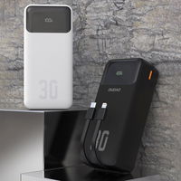 Juodas 30000 mAh išorinis akumuliatorius su laidais