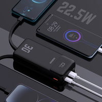 Juodas 30000 mAh išorinis akumuliatorius su laidais