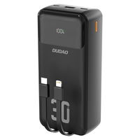 Juodas 30000 mAh išorinis akumuliatorius su laidais
