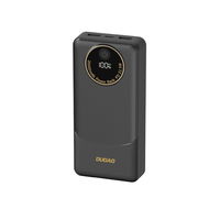 Juodas 10000 mAh išorinis įkroviklis su USB-C ir USB-A