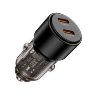 Juodas dviejų jungčių 100 W automobilinis įkroviklis