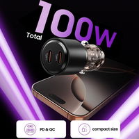 Juodas dviejų jungčių 100 W automobilinis įkroviklis