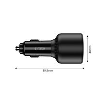 Juodas 3 lizdų greito įkrovimo automobilinis įkroviklis