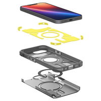 Permatomas pilkšvas atsparus iPhone 16e dėklas su MagSafe funkcija