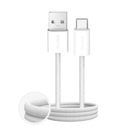 Baltas 1,5 m USB-A į USB-C laidas su pynute