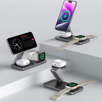 Juodas belaidis 3 viename MagSafe įkroviklis su USB-C laidu