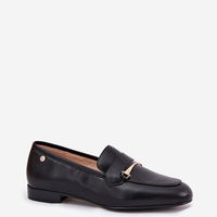 Odiniai juodi moteriški loafer tipo bateliai (BSB37147)