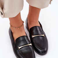 Odiniai juodi moteriški loafer tipo bateliai (BSB37147)