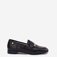 Odiniai juodi moteriški loafer tipo bateliai (BSB37147)