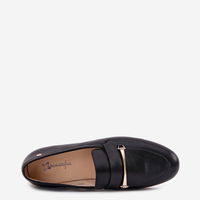 Odiniai juodi moteriški loafer tipo bateliai (BSB37147)