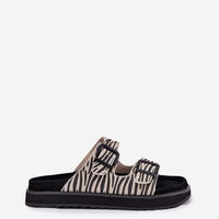 Moteriškos zomšinės šlepetės su sagtimis Zebra rašto (BSB37139)