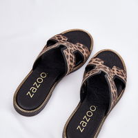 Odinės juodos šlepetės su leopardiniu raštu (BSB37543)