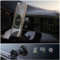 Automobilinis laikiklis su 15 W belaidžiu Qi2 įkrovikliu, juodas