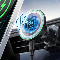 Automobilinis laikiklis su 15 W belaidžiu Qi2 įkrovikliu, juodas