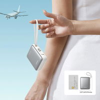 Išorinė baterija su USB-C ir Lightning laidais, balta, 10000 mAh