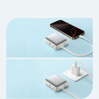 Išorinė baterija su USB-C ir Lightning laidais, balta, 10000 mAh