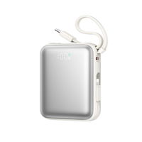 Išorinė baterija su USB-C ir Lightning laidais, balta, 10000 mAh