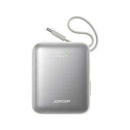 Išorinė baterija su USB-C ir Lightning laidais, balta, 10000 mAh