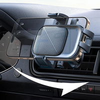 Automobilinis telefono laikiklis prie grotelių, juodas