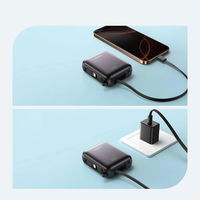 Išorinė baterija juoda su USB-C ir Lightning laidais, 10000 mAh