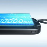 Išorinė baterija su Lightning ir USB-C laidais, juoda, 10000 mAh