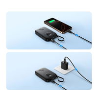 Išorinė baterija su Lightning ir USB-C laidais, juoda, 10000 mAh