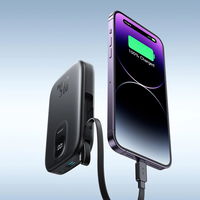 Išorinė baterija su Lightning ir USB-C laidais, juoda, 10000 mAh