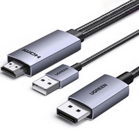 HDMI į DisplayPort pilkas kabelis, 2 m, 4K 60 Hz vaizdui